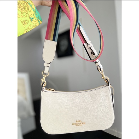 Coach Jes Baguette Leather Crossbody Gold/Chalk NWT $328 C7265 - Picture 2 of 11